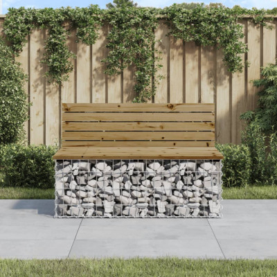 vidaXL Bancă grădină, design gabion, 103x70x65 cm, lemn pin impregnat foto