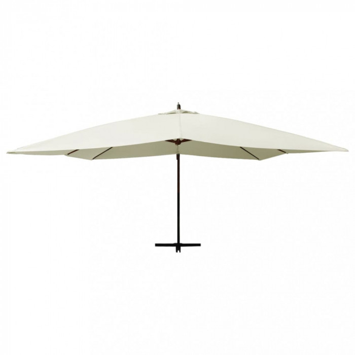 Umbrela suspendata cu stalp din lemn, alb nisipiu, 400x300 cm GartenMobel Dekor