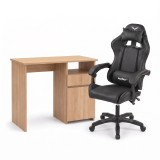 Set de birou Family Pro 100x50x74 cm cu scaun rotativ Raven, stejar Sonoma-negru
