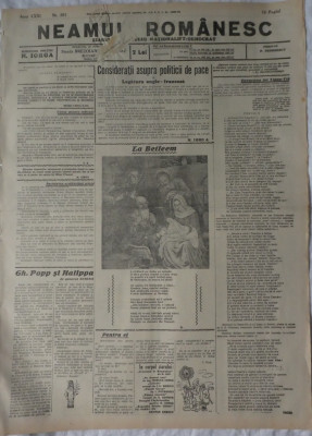 Neamul Romanesc, ziarul Partidului Nationalist Democrat, numar de Craciun, 1936 foto