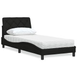 Cumpara ieftin Pat cu saltea, negru, 90x200 cm, textil