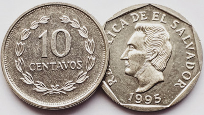 1765 El Salvador 10 centavos 1995 Francisco Moraz&amp;aacute;n km 155 UNC foto
