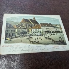 Carte postala, Brasov piata de marfuri, 1908