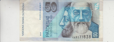 M1 - Bancnota foarte veche - Slovacia - 50 Koroane - 1999 foto