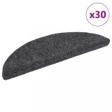 vidaXL Covorașe scară autoadezive 30 buc Gri &icirc;nchis 56x17x3 cm