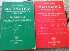 MIRCEA GANGA MATEMATICA MANUAL PENTRU CLASA A XI-A 2 VOLUME 2001--RF10/0 foto