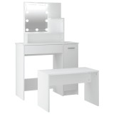 Cumpara ieftin Set masuta de toaleta cu LED, alb, lemn prelucrat
