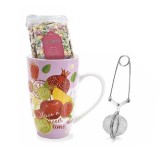 Cumpara ieftin Set cana portelan, infuzor ceai, pliculet ceai in cutie cadou &Oslash; 8,5 cm x 13,5 H, 13,5 H, 450 ml