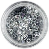 Hexagoane cu efect holografic - argintii, contururi, INGINAILS