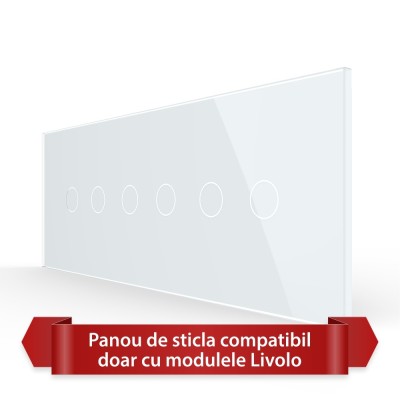 Panou Intrerupator Dublu + Dublu + Dublu cu Touch LIVOLO din Sticla, Standard Italian - 6/7M SmartElectro IntelligentHouse foto