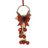 Ghirlanda Decorativa Craciun CMCLASS, Rosu, cu Ramuri, Fundite si Globuri &amp;Oslash;14cm