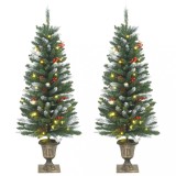 Brazi de Crăciun artificiali 2 buc. 100 LED verde și alb 120 cm