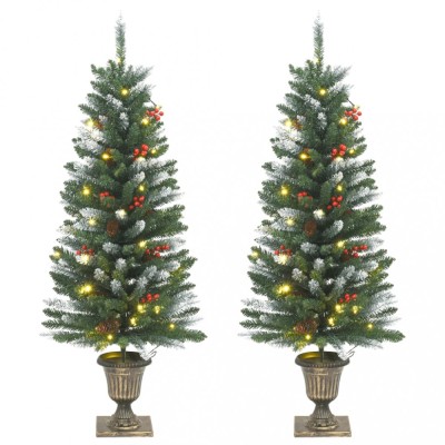 Brazi de Crăciun artificiali 2 buc. 100 LED verde și alb 120 cm foto