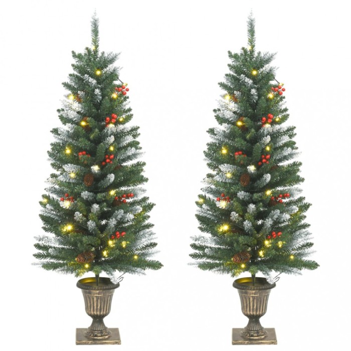 Brazi de Crăciun artificiali 2 buc. 100 LED verde și alb 120 cm