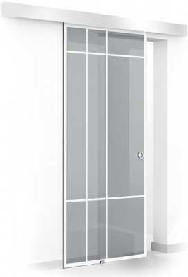 Usa glisanta Boss &amp;reg; model Event alb, 80x215 cm, sticla gri 8 mm, culisanta in ambele directii foto