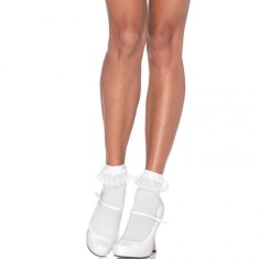 LEG AVENUE - WHITE LACE RUFFLE SOCKS foto