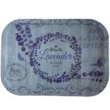 Farfurie metalica tip tava Pufo Purple lavender pentru servire desert, prajituri, aperitive, 40 x 29 cm