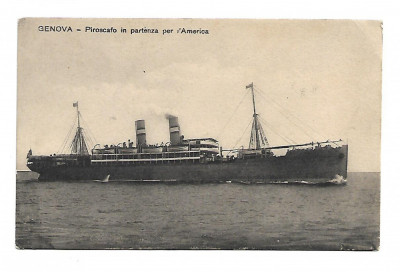 Carte postala Piroscafo in partenza per l`America - 1912 - circulata A039 foto