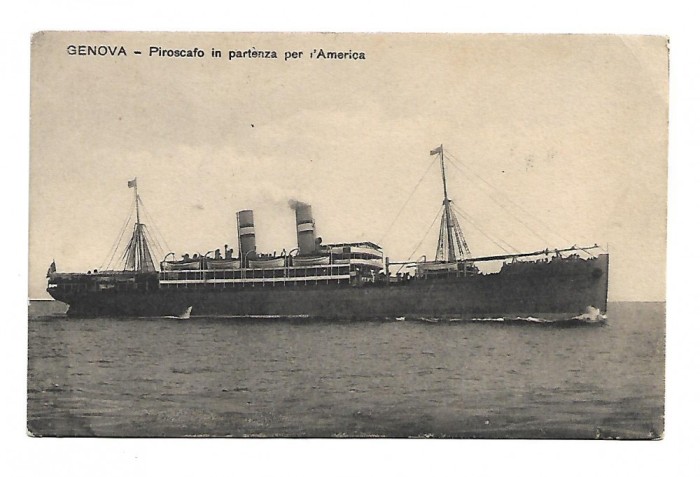 Carte postala Piroscafo in partenza per l`America - 1912 - circulata A039