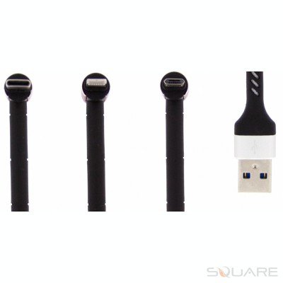 Cabluri de date Cablu 3in1 USB to Lightining, Type-C, Micro-USB White, AM+ foto