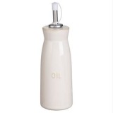 Recipient Ceramic Bej Stil Nordic cu Picurator Metalic pentru Ulei, CMCLASS