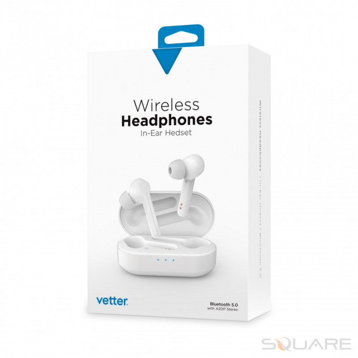 Resigilate Casti Wireless Headphones, Bluetooth 5.0, In-Ear Headset, White, Resigilat
