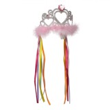 Bentită Petrecere, Coroana, Cristale Roz, Pene Roz, Multicolor