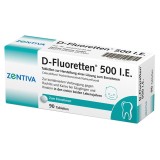 Supliment Alimentar, Zentiva, Fluoretten, Fluor 0.25mg si Vitamina D3 500 UI, 90 tablete