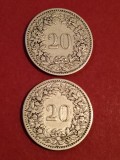 Lot 2 monede Elvetia: 20 rappen 1896 + 1897 [poze]. Discount conform descriere [10 - 20 %. Vezi descrierea.].