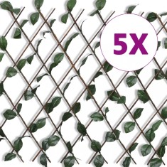 vidaXL Gard cu zăbrele, frunze artificiale, 5 buc.,180 x 90 cm, salcie 140913
