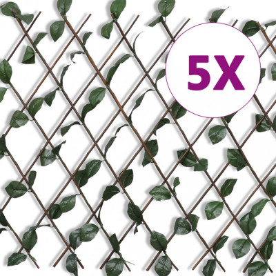 vidaXL Gard cu zăbrele, frunze artificiale, 5 buc.,180 x 90 cm, salcie 140913 foto