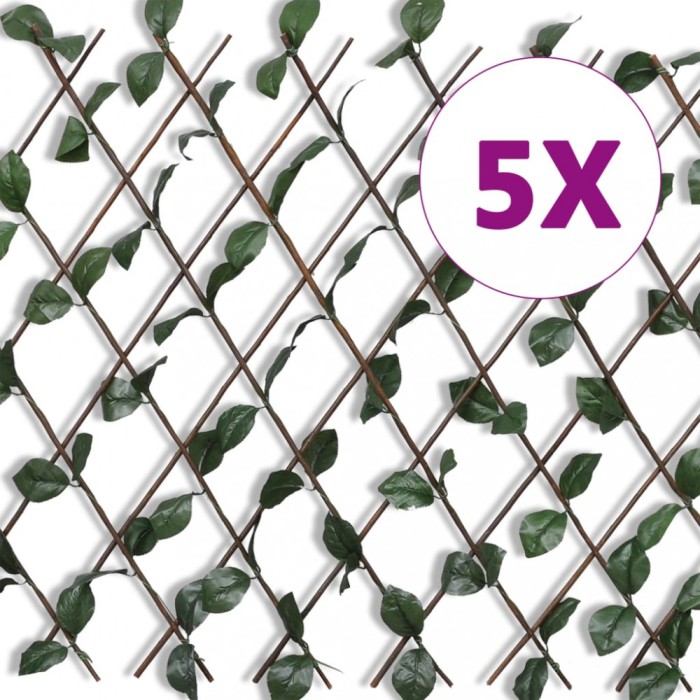 vidaXL Gard cu zăbrele, frunze artificiale, 5 buc.,180 x 90 cm, salcie 140913