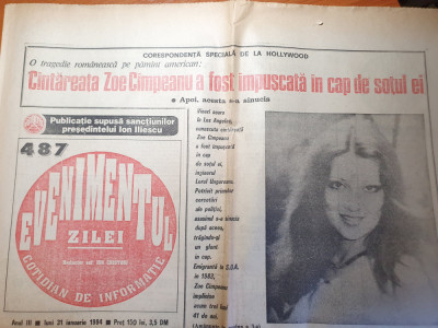 evenimentul zilei 31 ianuarie 1994- cantareata zoe campeanu a fost impuscata foto