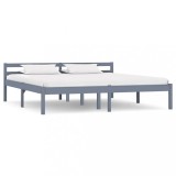 Cumpara ieftin Cadru de pat, gri, 180 x 200 cm, lemn masiv de pin