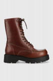 Vagabond Shoemakers bocanci de piele Cosmo 2.0 femei, culoarea bordo, cu toc plat