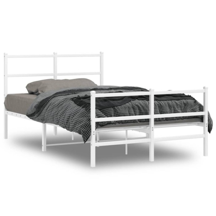 Gossi cadru pat metalic cu tablie de cap/picioare&nbsp;, alb, 120x190 cm