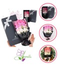 Buchet de Flori de Sapun Parfumate intr-o Cutie Decorativa (37 cm x 19 cm x 11, 5 cm) &ndash; Cadou Unic si Elegant pentru Femei, Cu 18 Flori de Sapun Reali