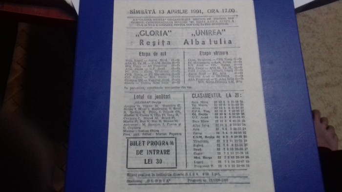 program Gloria Resita - Unirea Alba I.