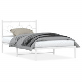Gossi cadru de pat metalic cu tablie de cap/picioare, alb, 107x203 cm