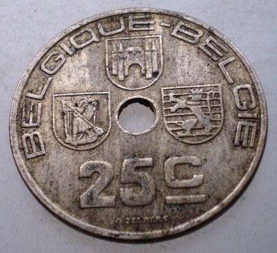 2.032 BELGIA 25 CENTIMES 1938 foto