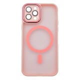 Husa tip MagSafe, Camera Protection Matte Silicon pentru iPhone 13 Pro Max Roz