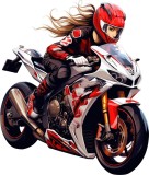 Sticker decorativ, Motocicleta, Rosu, 70 cm, 1336STK-2