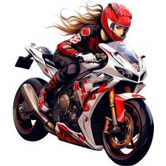 Sticker decorativ, Motocicleta, Rosu, 70 cm, 1336STK-2