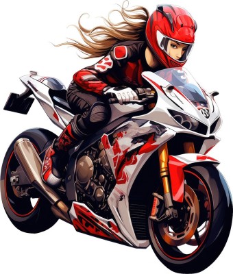 Sticker decorativ, Motocicleta, Rosu, 70 cm, 1336STK-2 foto