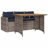 Cumpara ieftin Set mobilier de gradina cu perne, 2 piese, gri, poliratan