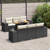 Cumpara ieftin Set canapele de grădină cu perne, 7 piese, negru, poliratan