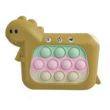Jucarie interactiva pop it whack a mole, flippy, tip consola, anti-stres, 4 moduri de joc, din abs si silicon, +3 ani, model dinozaur, galben