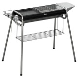 Gratar gradina/camping cu carbuni, portabil, grill dreptunghiular, cu rafturi, structura inox, 96x61x72 cm, ART