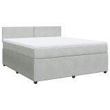 Cumpara ieftin Pat box spring cu saltea, gri deschis, 180x200 cm, catifea