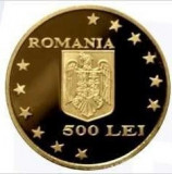 Moneda AUR BNR 500lei, Aderarea Romaniei la UE- 31.103 gr. DOAR 250 ex, RARITATE